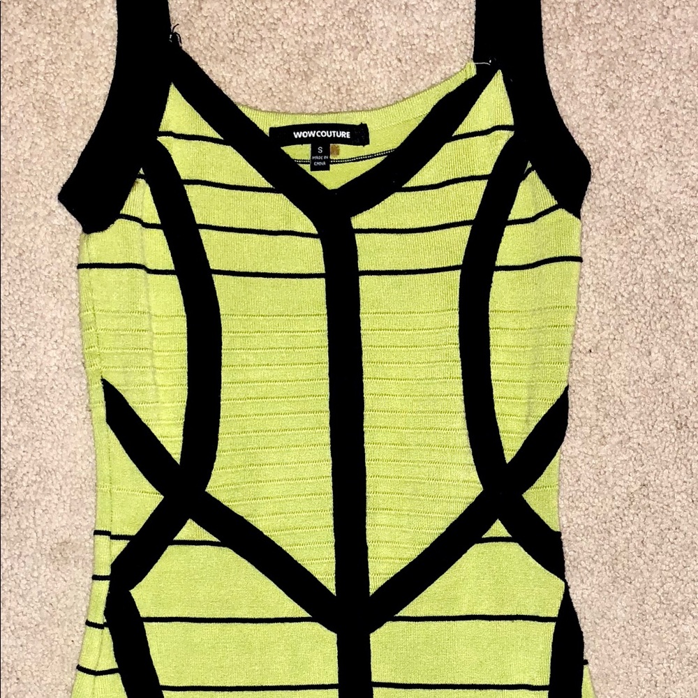 Black and lime green dress